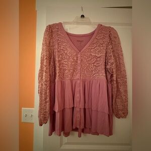 Torrid Dusty Pink Lace Blouse